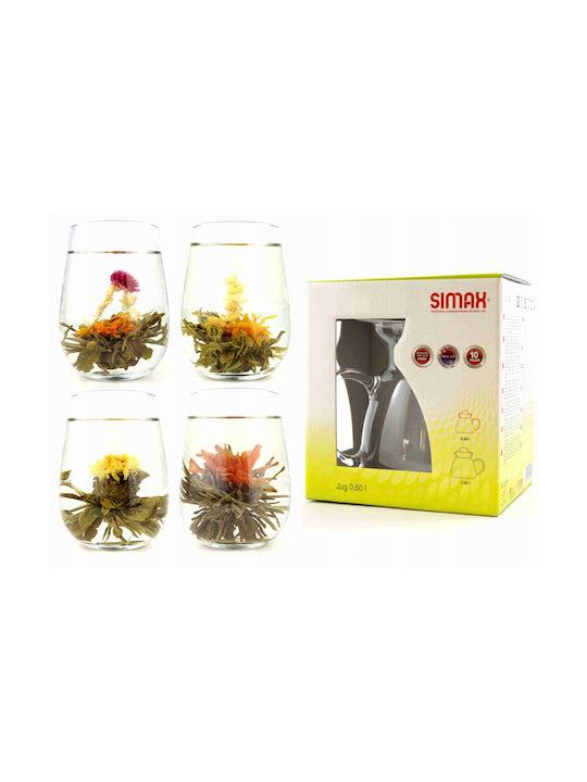 Green Touch Serving Jug with Glasses Glass 600ml 4 Pieces