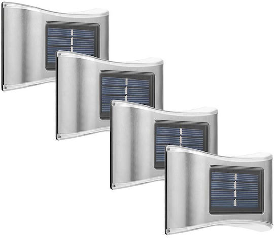 Alista Home Set 4 Lampi Solare Montate Pe Perete Alb Rece 6500K Cu Senzor De Mișcare IP65 10x6.5cm