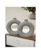 SteweHome Set of Grey Ceramic Decorative Vases Φ19xH19cm 2 Pieces