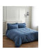 Vesta Home Комплект Плик за Завивка Памучен Сатен 230x240cm Супер Двоен с 2 Калъфки за Възглавници Nemesis Син