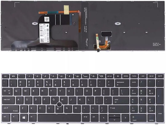 HP Zbook Fury 17 G7 Laptop Keyboard Black Silver Backlit US UK