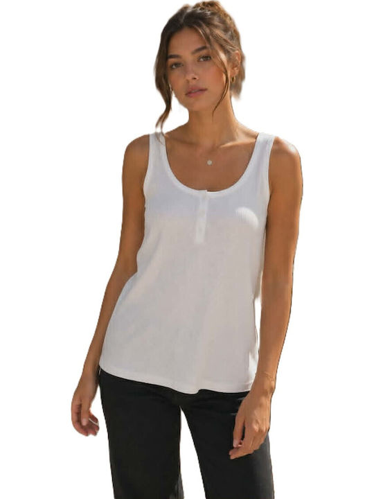 Women's Cotton Sleeveless White Blouse