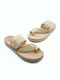 Leather Women's Flat Sandals Brown
