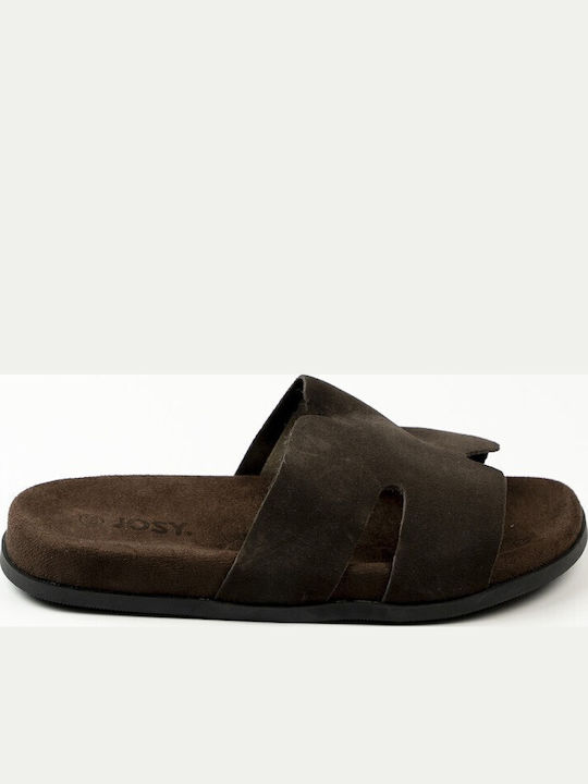 Fshoes Δερμάτινα Γυναικεία Σανδάλια Καφέ