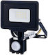 Metanor LED Flood Light 10W Cold White With Motion Sensor