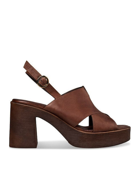 Damen Sandalen Braun Leder