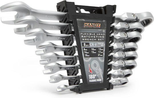 Set Combination Ratchet Wrenches Articulated Neck Access In Angles Tight Spaces
