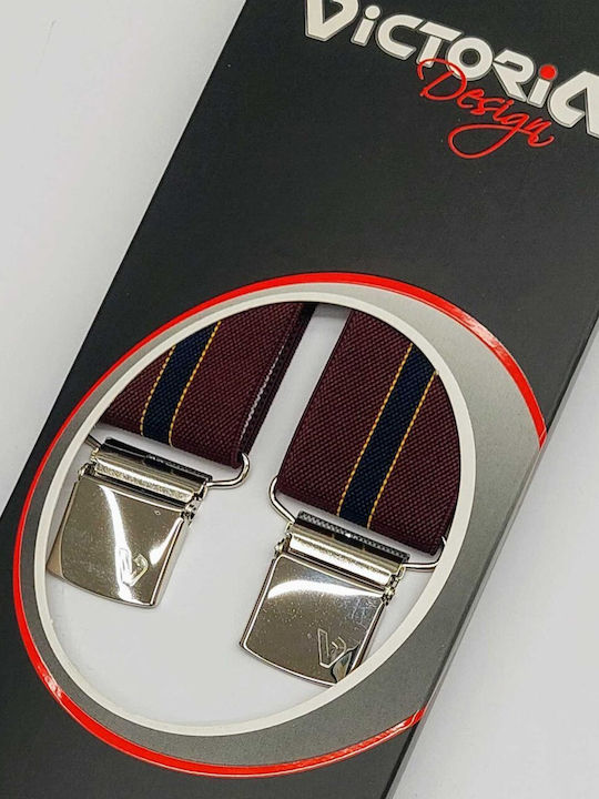 Men's Suspenders Victoria 35mm 4 Clips 63036-691b Bordeaux Blue