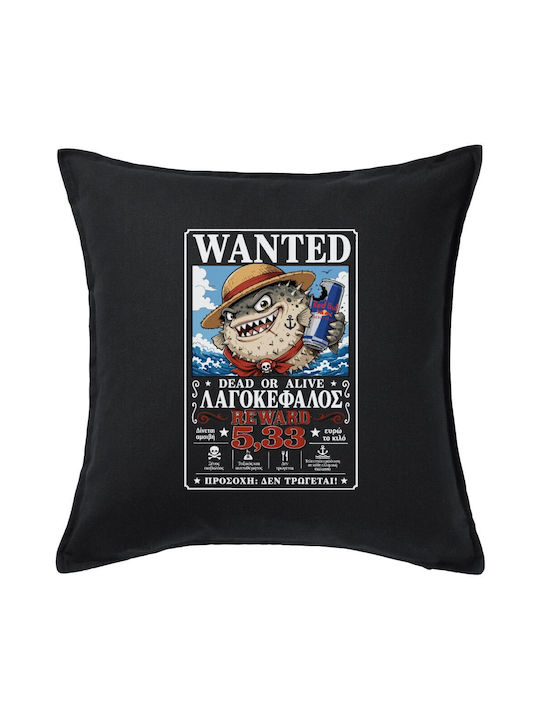 Koupakoupa Koupakoupa Sofa Cushion Lobster Head Wanted Dead Or Alive 100% Cotton Black 50x50cm