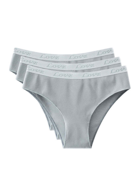Baumwolle Damen-Slips 3er Pack Grau