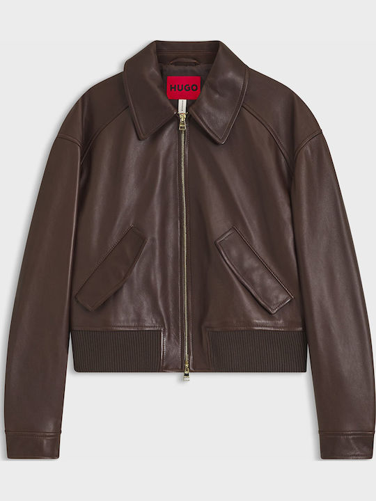 Κοντό Γυναικείο Bomber Jacket Καφέ