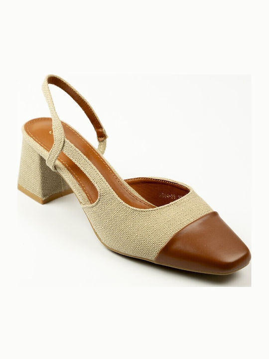 Pointed Toe Heels with Mid Heel Brown