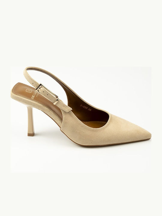 Fshoes Pointed Toe Heels with Stiletto Heel Beige
