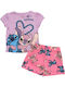 Disney Kids Summer Pyjamas Lilac Lilo & Stitch