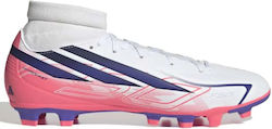 adidas F50 Hyperfast Club Mid FG Ghete Fotbal cu Crampoane Albe