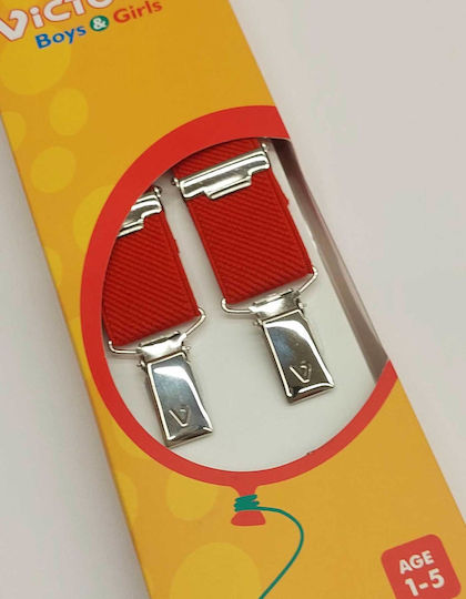 Victoria Kids Suspenders in Red Colour with 3 Clips