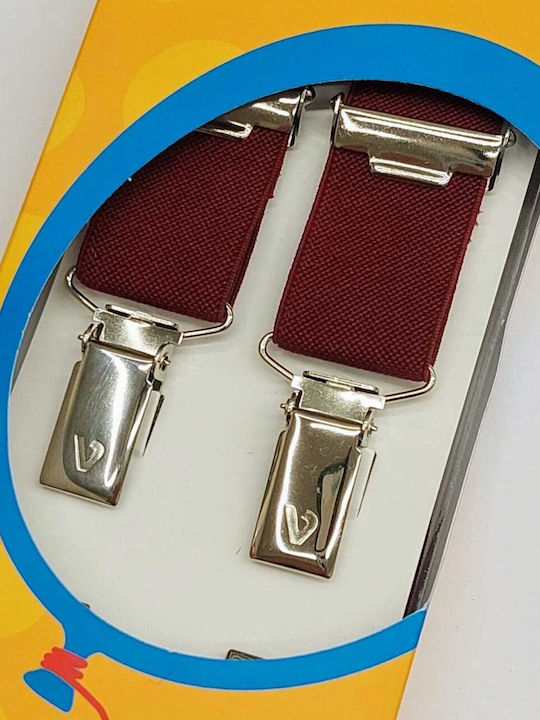 Victoria Kids Suspenders in Burgundy Colour with 3 Clips