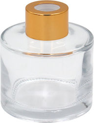 Sticlă Mică Din Sticlă Pentru Aromă De Cameră 110 Ml Φ6,5x7,5 Cm Capac Auriu Keskor 62571