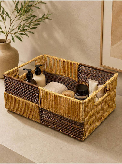 SteweHome Καλάθι Αποθήκευσης Rattan Κίτρινο 33x22cm
