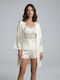 Milena by Paris Summer Women's Robe with Ecru Pajamas 004209_5379-Ivory