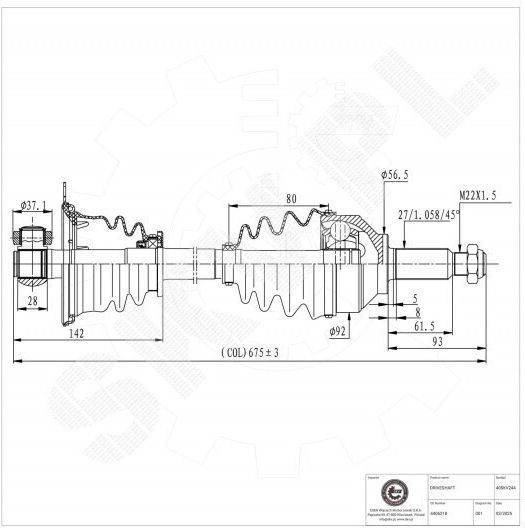 Ημιαξόνιο Opel Vivaro A Renault Trafic Ii Εμπρός Αριστερό 4406218