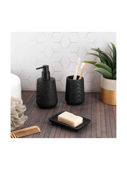 Eurocasa Bathroom Accessory Set Plastic Black 3 Pieces