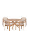 Set de Masă Pentru Exterior Cravin 5 Buc Natural cu Perne
