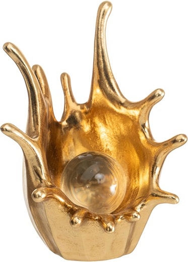 Polyester Golden Clam Glass White Ball 13.5x12.5x19cm