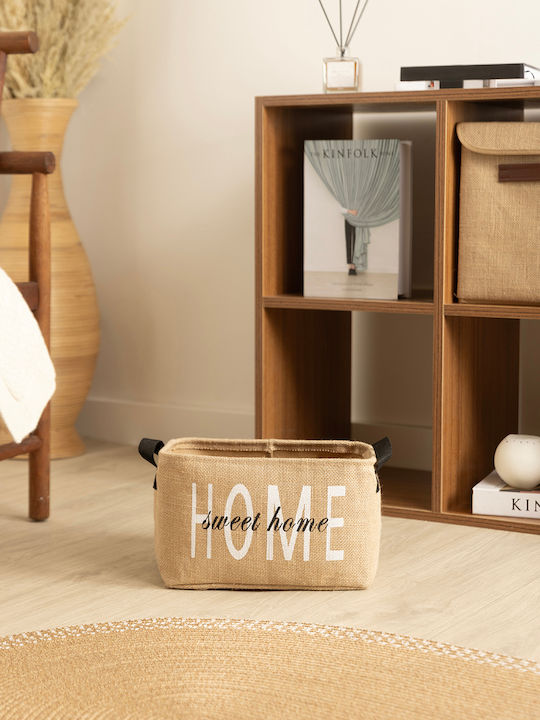 SteweHome Διακοσμητικό Καλάθι Ψάθινο Καφέ 30x22x18εκ.