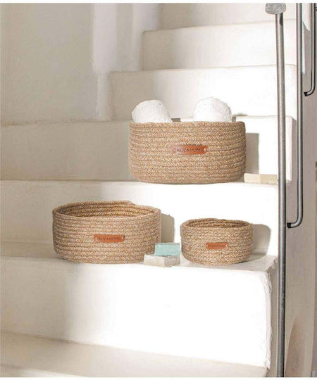SteweHome Decorative Wicker Basket Beige 15x15cm