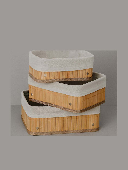 SteweHome Set Coșuri Decorative Din Bambus Bej 3 Bucăți