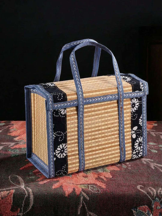 SteweHome Decorative Bamboo Basket with Cap Yellow 45x45cm