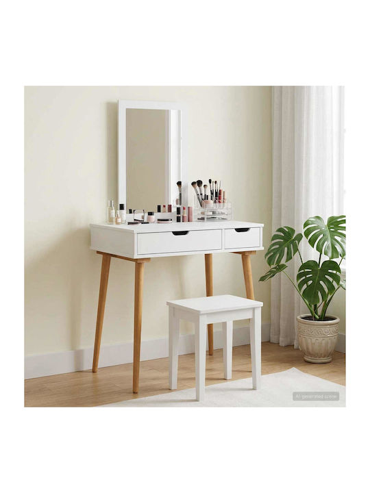 Bodenstehende Schminktisch aus Massivholz Weiß ...