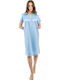 Dustin Sommer Baumwollenes Damen Nachthemd Hellblau
