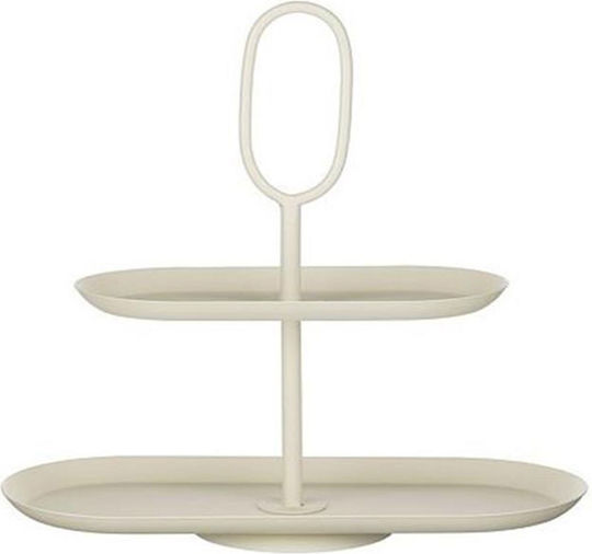 Atmosphera Metallic Tiered Appetizer Stand White W38xL17xH37cm