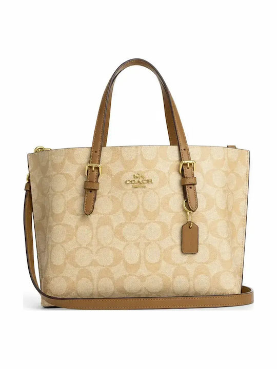 Coach Текстилна Дамска Чанта Тоут За Ръка Бежова