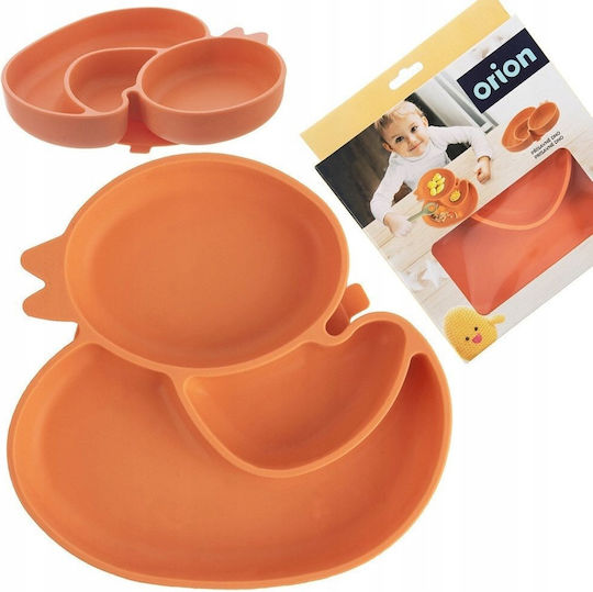 Children's Food Plate Made of Orange Silicone