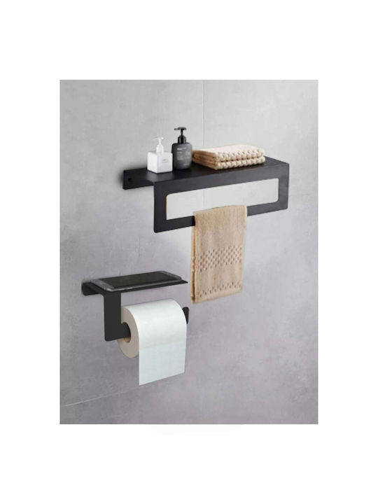 SteweHome Bathroom Double Wall-Mounted Rail with Screws Black