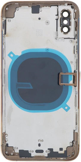 Apple Iphone Xs Back Battery Door Cover Middle Frame Housing Small Parts Gold Hq Oem Logo