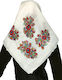 Traditional Women's Headscarf of an Epirus Woman White Carnation Cotton Mark220 White