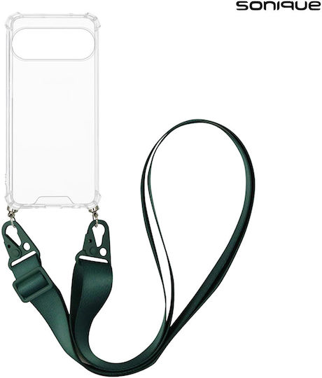 Silicone Case Strap Sonique Armor Clear Google Pixel 9 Pro 5g Dark Green