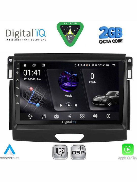 Digital IQ Car Audio System for Ford Ranger 2015-2018 Bluetooth USB WiFi GPS Apple CarPlay Android Auto with 9" Touch Screen