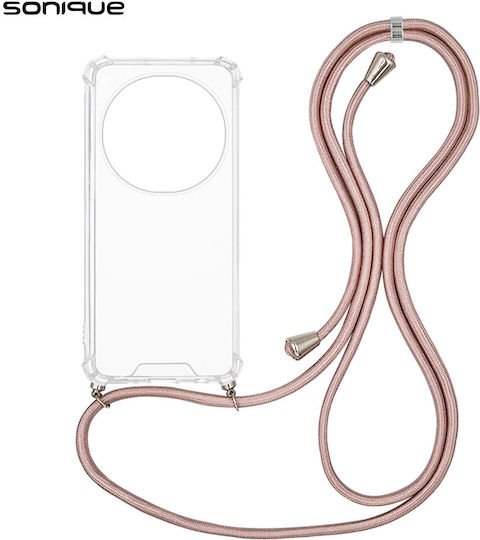 Θήκη Σιλικόνης Κορδόνι Sonique Armor Clear Honor Magic8 Pro 5g Ροζ Χρυσό Σατινέ