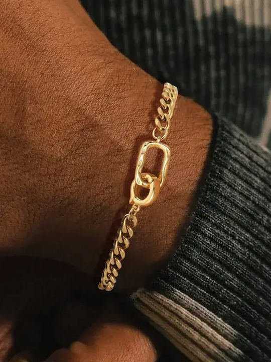 Men's Hand Chain Made of Gold Plated Stainless Steel