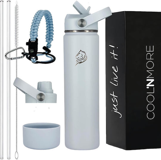 Cool'NMore Thermos Stainless Steel BPA Free 750ml Surf with Straw, Handle, Mouthpiece and Loop