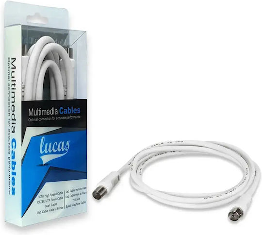 Lucas Antenna Cable Coax Male - Coax Female White 1.5m 1 Piece