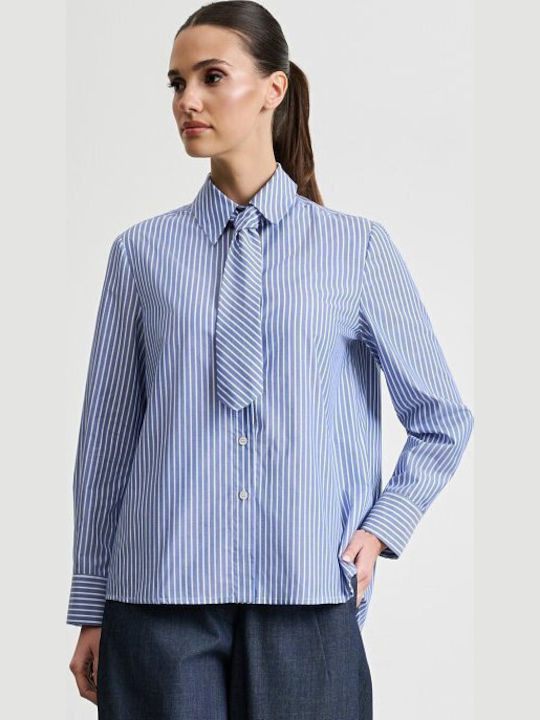 Long Sleeve Women's Shirt Blue Striped