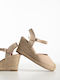 Damenplattformen Suede Schnur In Der Sohle & Barette Damenplattformen 77-609 Beige Synthetic Suede