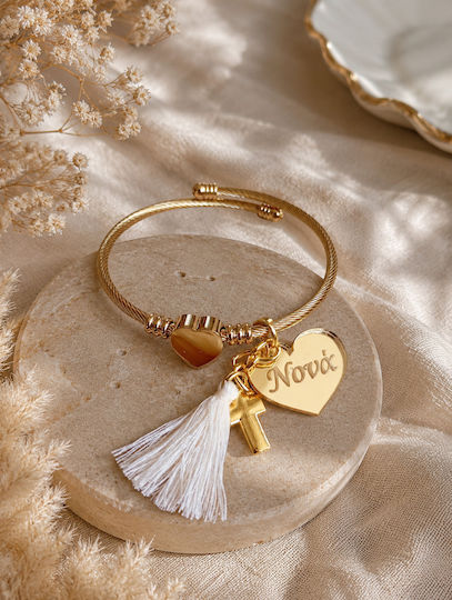 By Anastasia's Art Creations Christening Charm Steel Gold Bracelet 1 Piece
