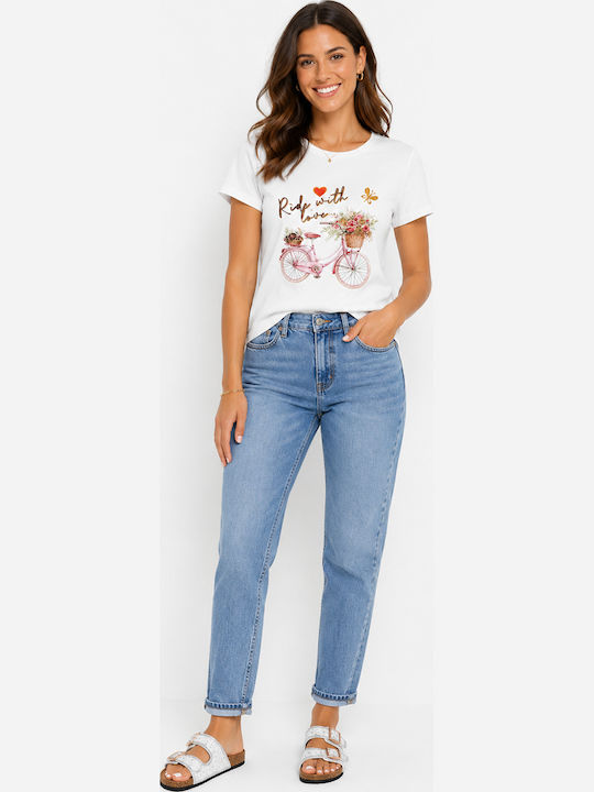 Γυναικείο T-shirt Floral Λευκό